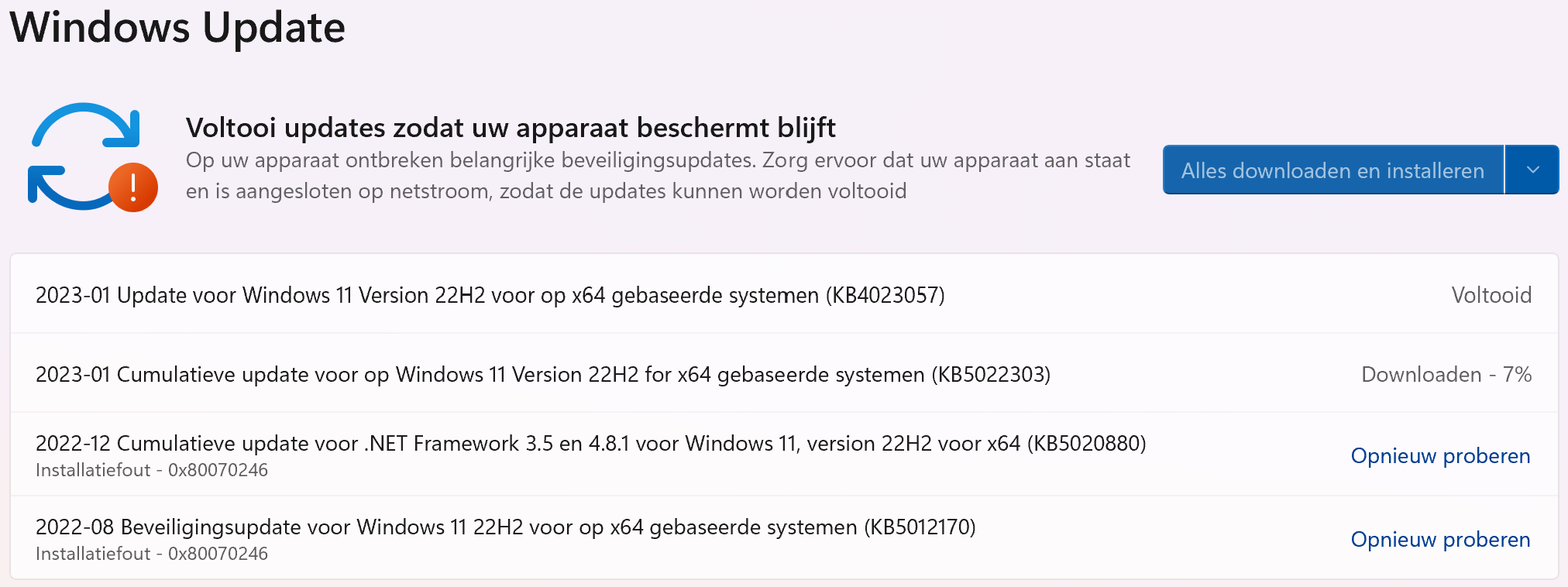 Installatiefout - 0x80070246 Bij Windows Update Op Surface Pro 7 ...