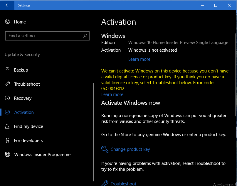 Windows Activation Error 0xc004f012 Microsoft Community