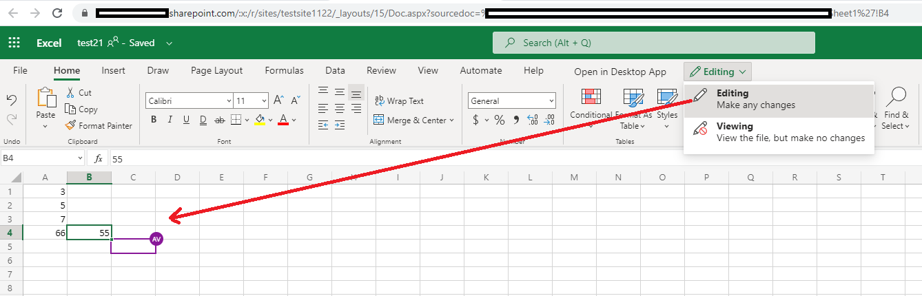 Sharepoint online open deals excel in edit mode