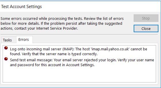 Not Able To Setup Mail Account In Microsoft Outlook 2016