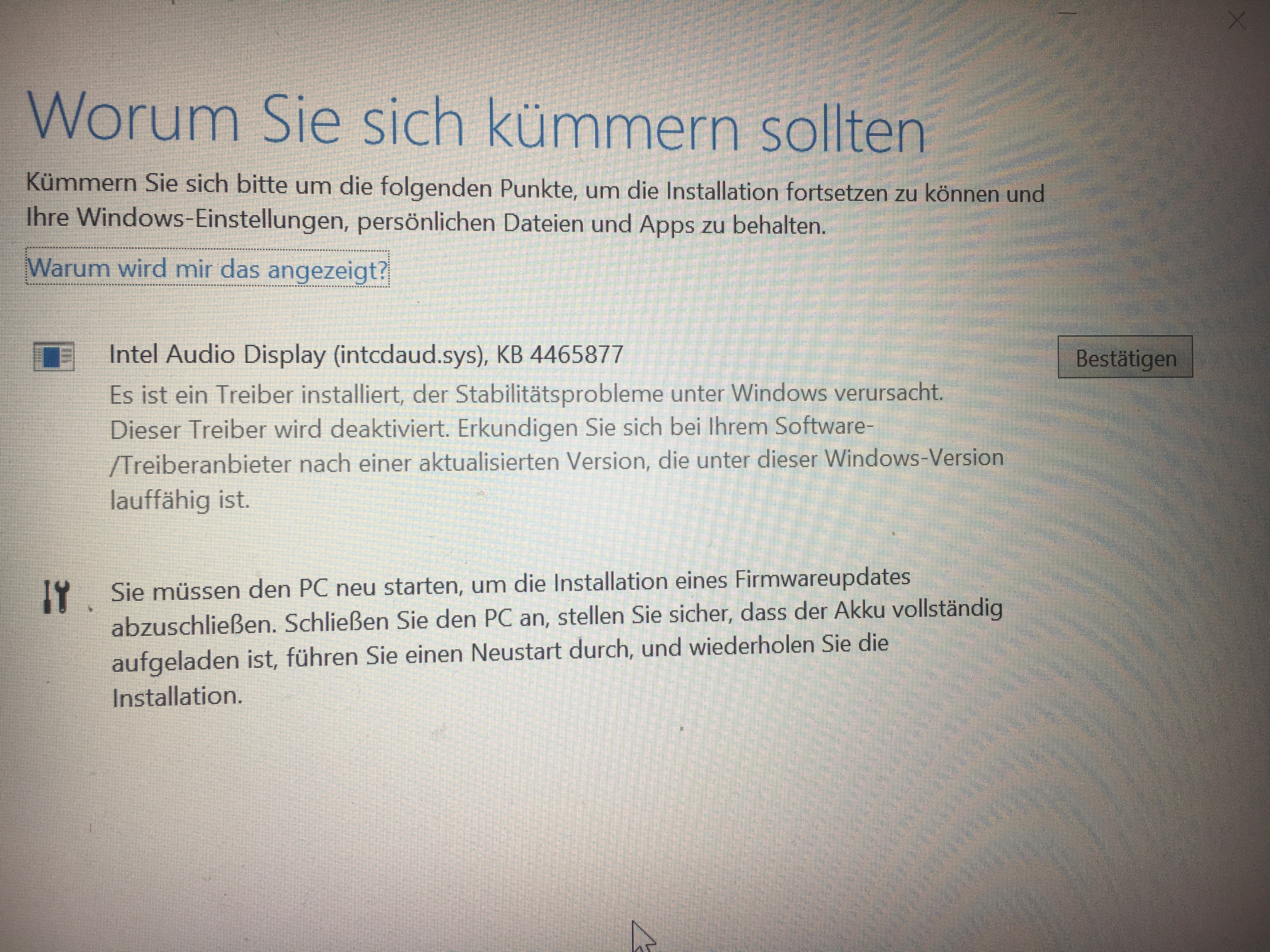 Windows 10 Update Fehlermeldung