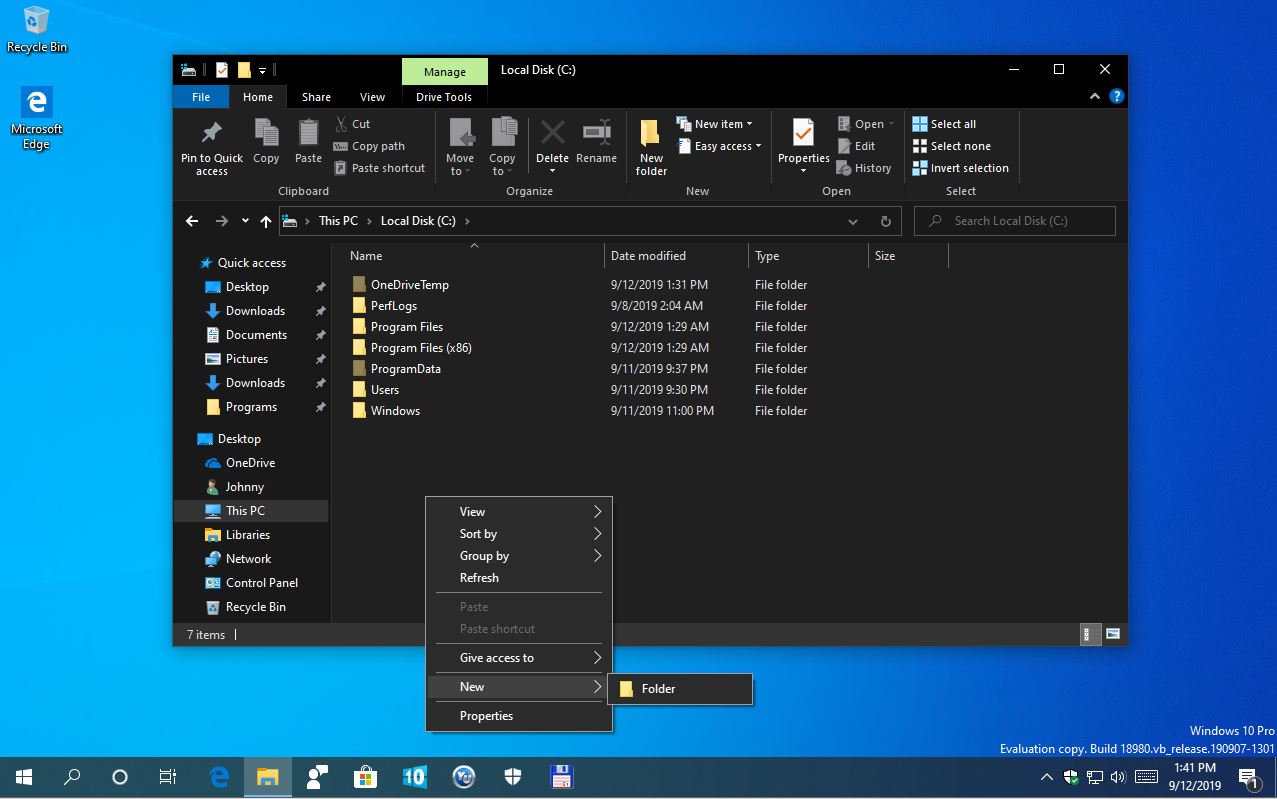 File Explorer Missing Menu Items on Right Click Menu Build 18975 ...