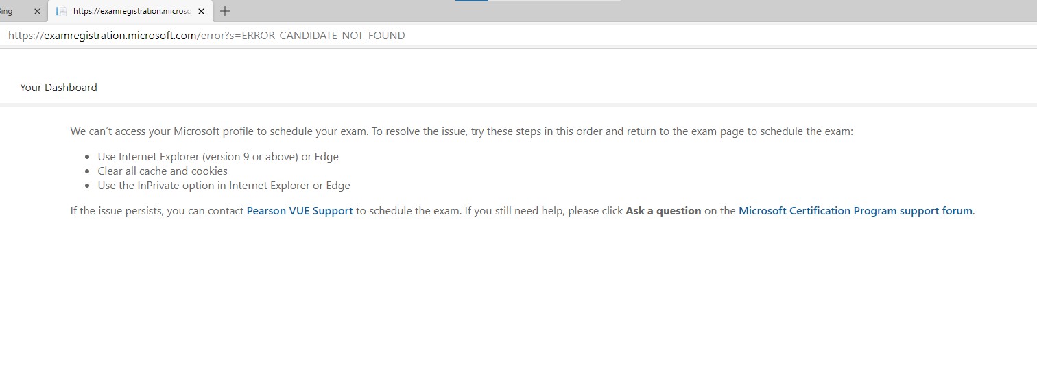 "We Can’t Access Your Microsoft Profile To Schedule Your Exam ...