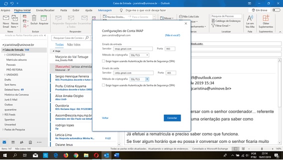 Configurar gmail no outlook 365