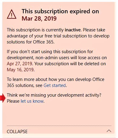 Office 365 Developer Subscription Is Expiring Despite Having ...