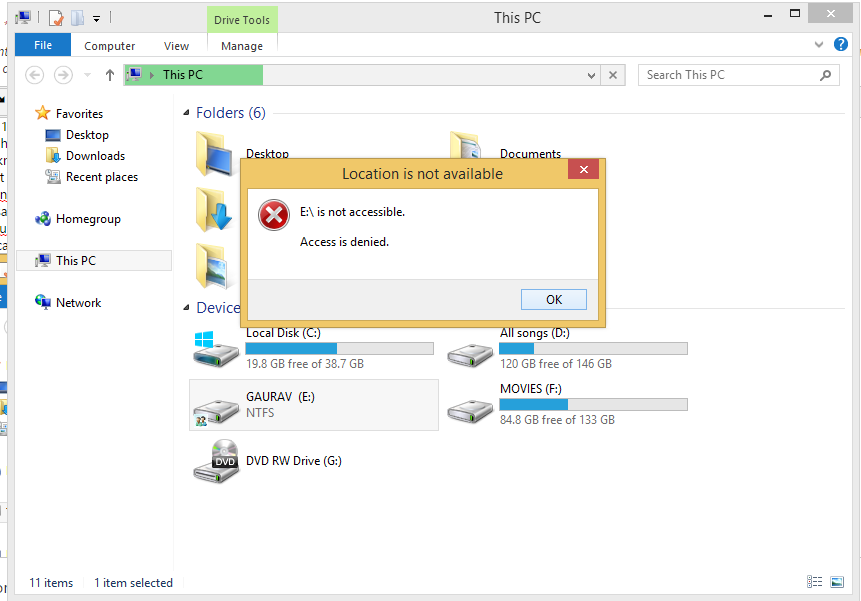 "Access Is Denied" Error Message While Accessing E: Drive. - Microsoft ...