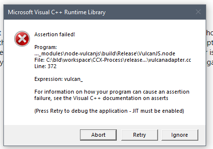 Microsoft Visual C Runtime Library Assetrion Failed Microsoft Community