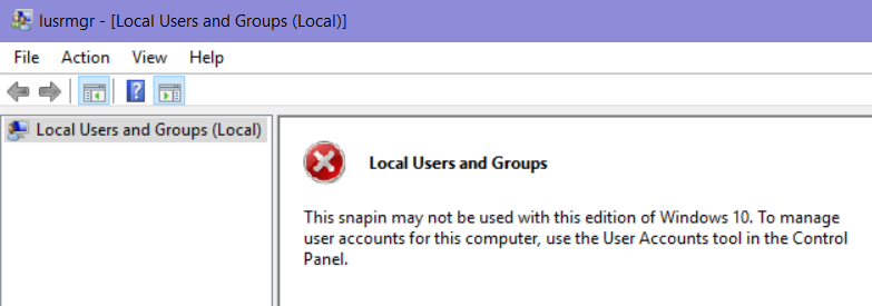 Lusrmgr msc windows 10 не работает