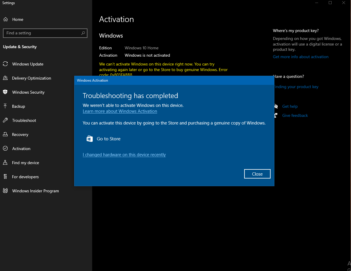 Windows 10 Activation after hardware change - Microsoft Community