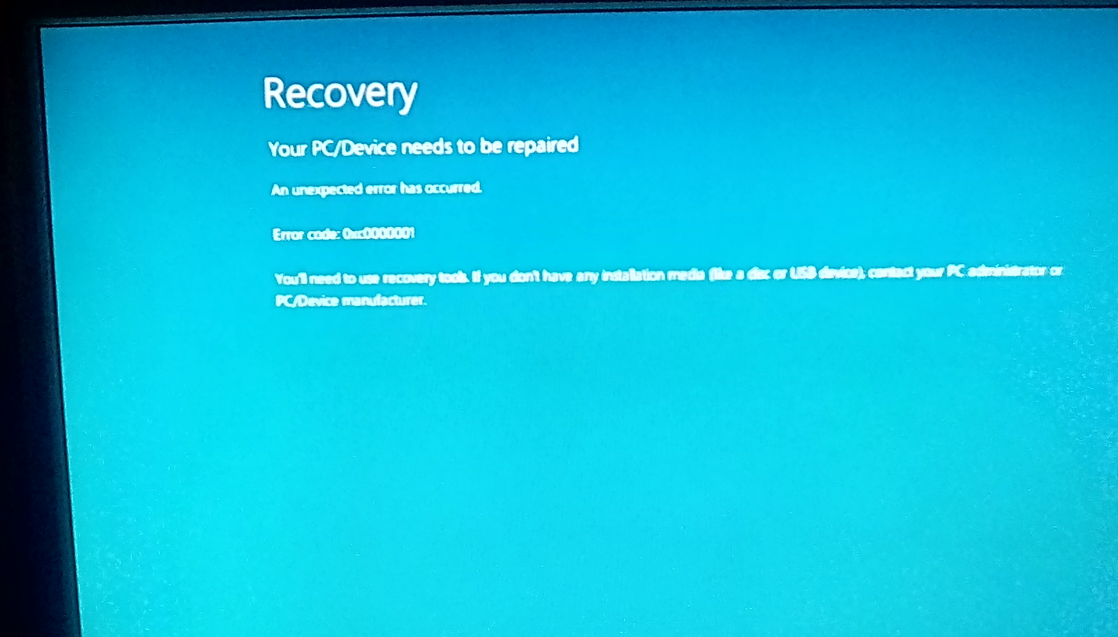 Windows 10 "Recovery, Your PC/Device Needs To Be Repaired" Error Code ...