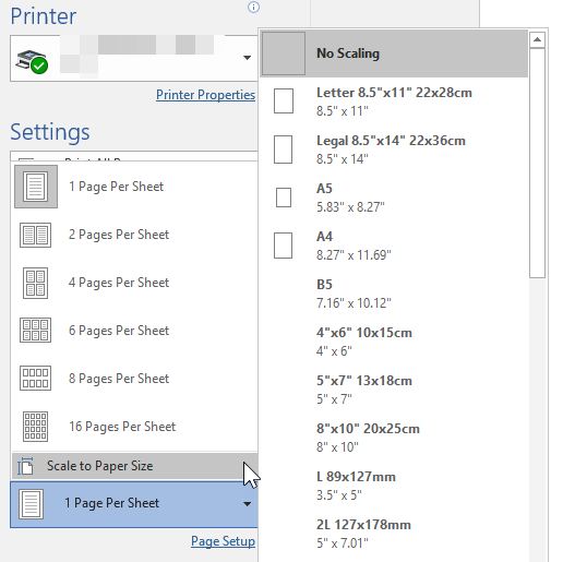 Scale the sheet size for printing - Microsoft Support