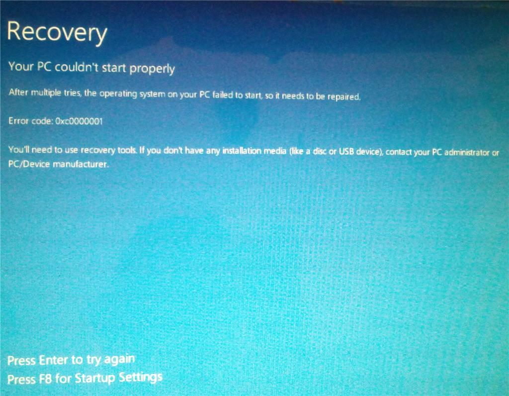 Recovery Your Pc Couldn T Start Properly Microsoft Community