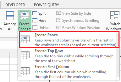 Freeze The First N Rows or Freeze The First N Columns Microsoft