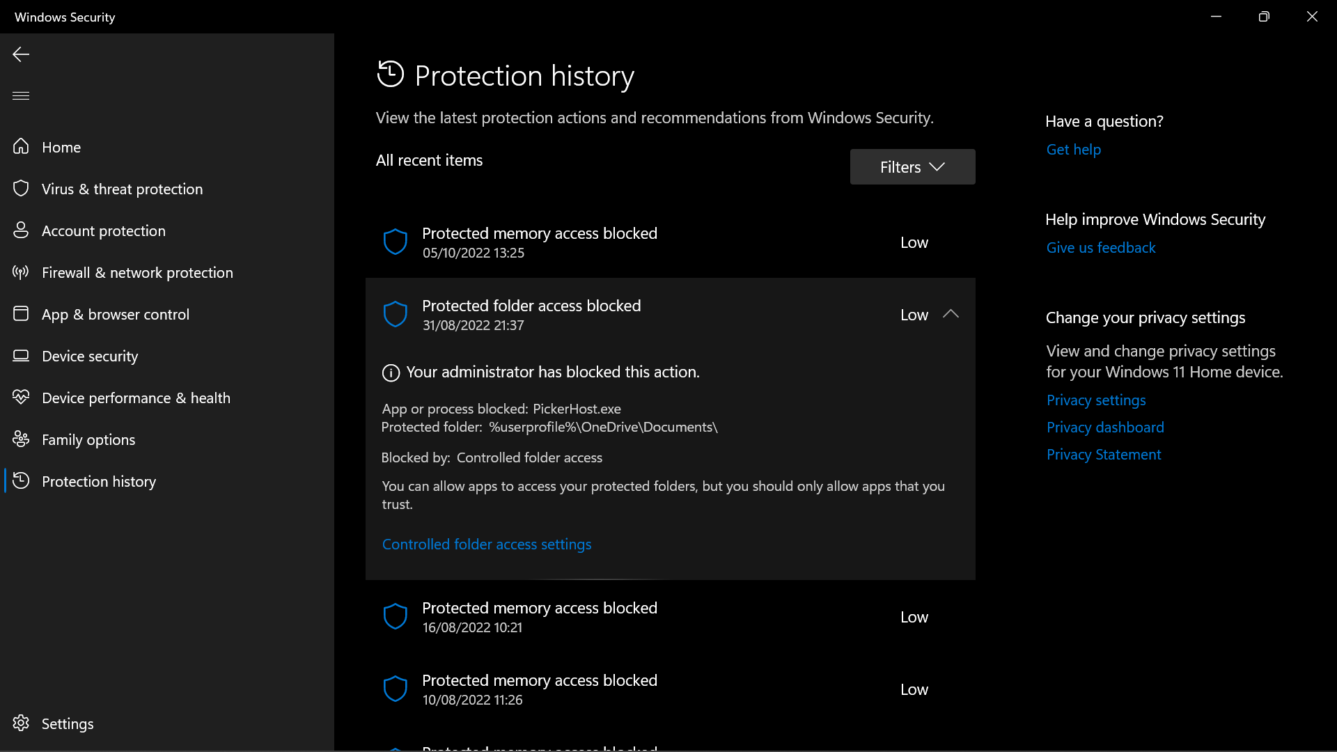 Windows security blocking folder access, is it right or how do i 