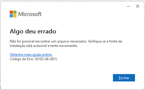 Install Office 365 get error code: 30183-48(401) - Microsoft Community