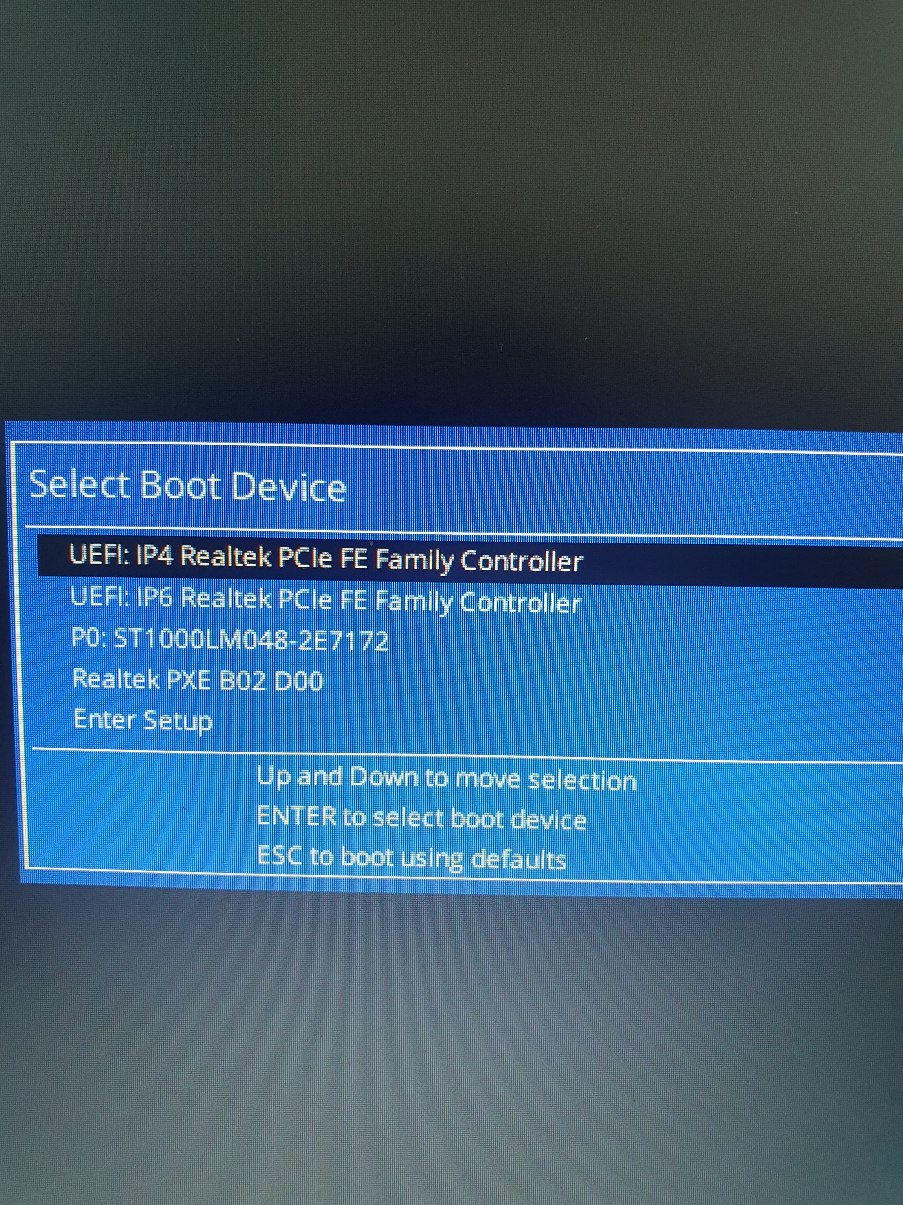 Select Boot Device - Microsoft Community