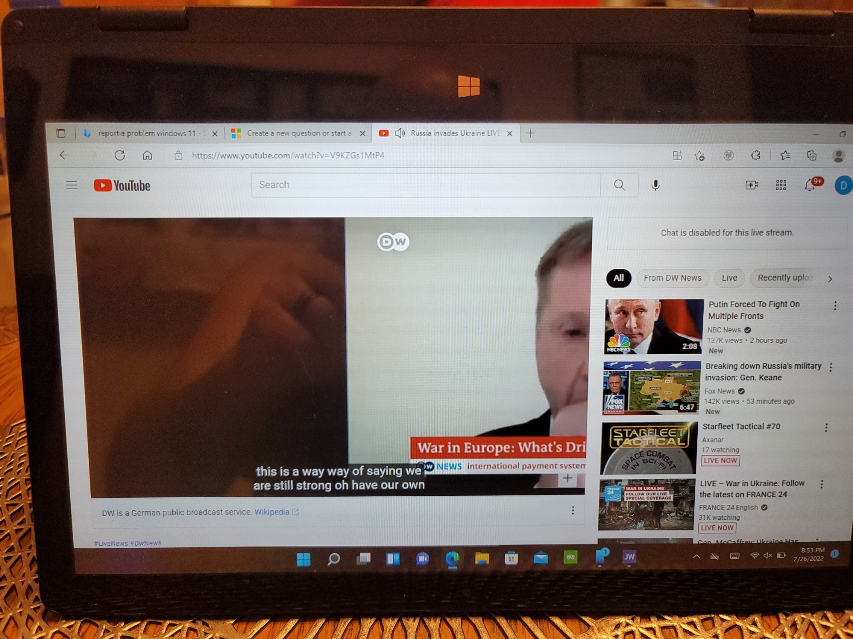 streaming video with windows in tablet mode - Microsoft Community