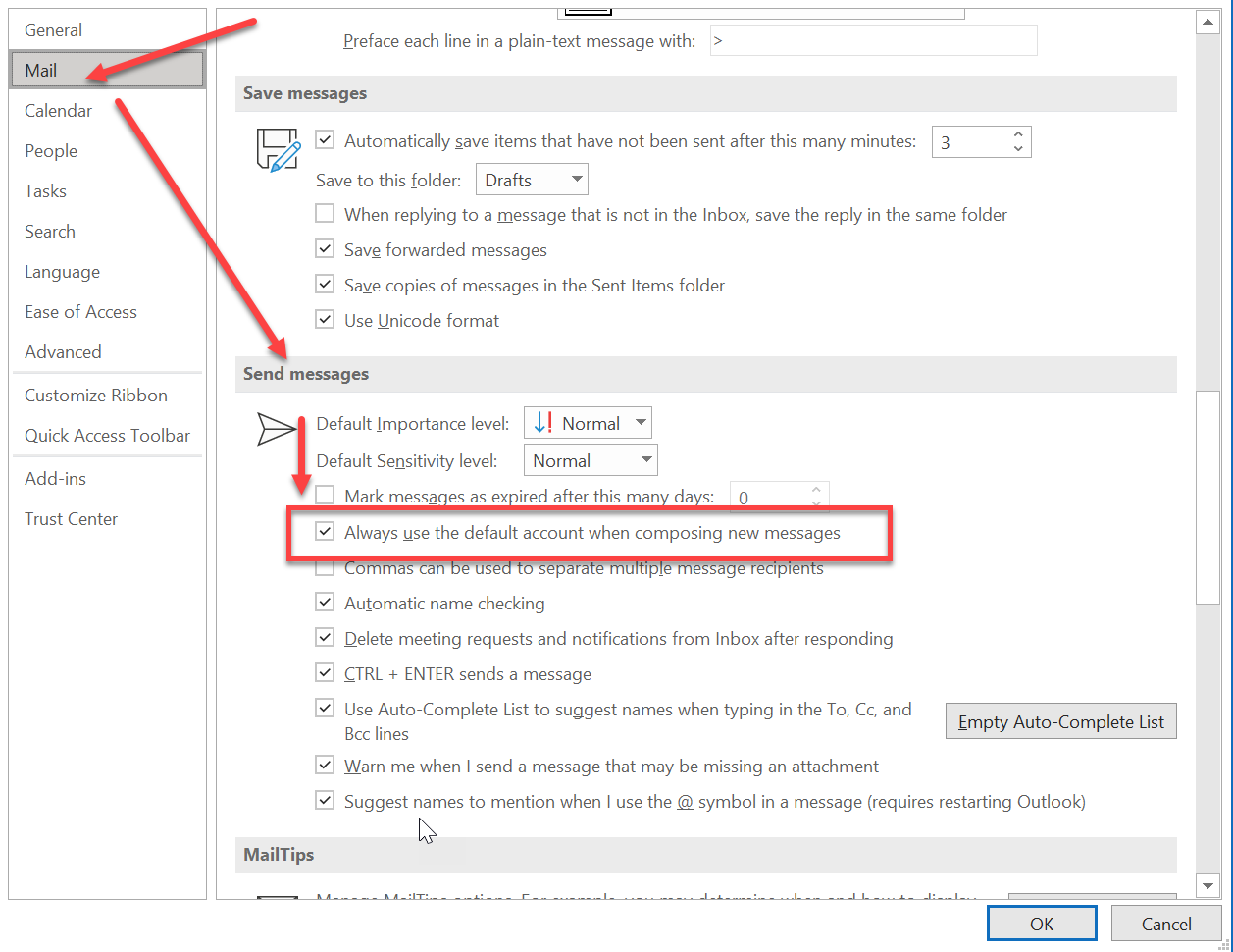 Change the default from address in Outlook. - Microsoft Community