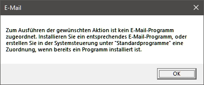 Zum Ausführen der gewünschten Aktion ist kein E-Mail-Programm zugeordnet