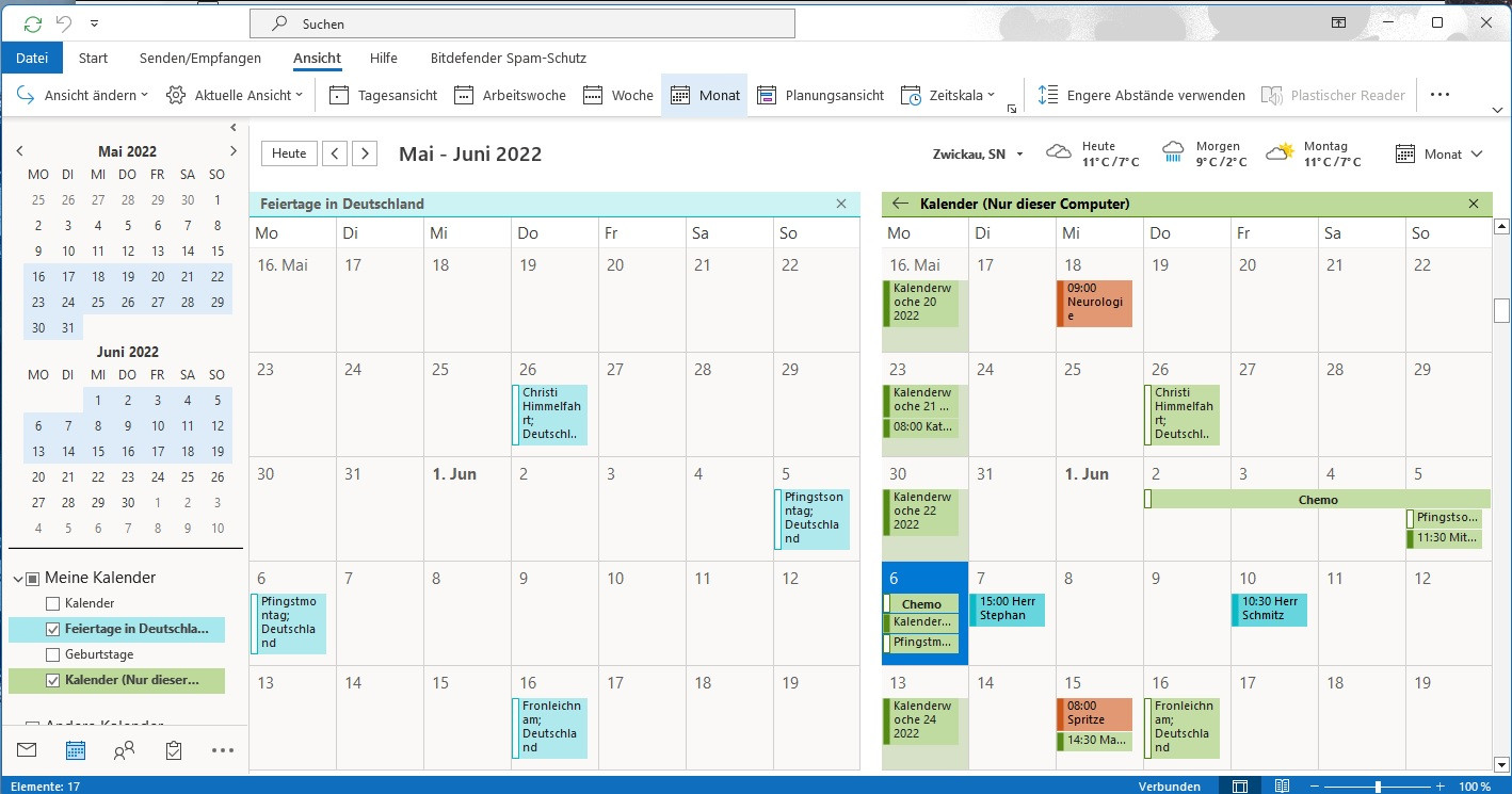 Outlook Kalender ändert Farbe 