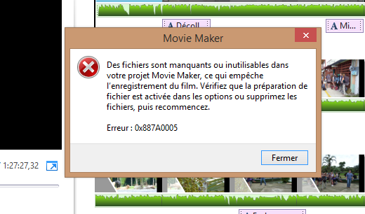 Movie Maker Erreur 0x7a0005 Microsoft Community