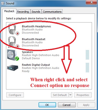 Bluetooth Headset Audio Connection Problem In Windows7 Microsoft Community