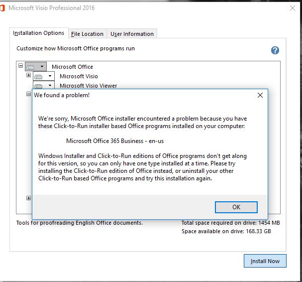 Microsoft Installer Conflict While Attempting To Install Visio