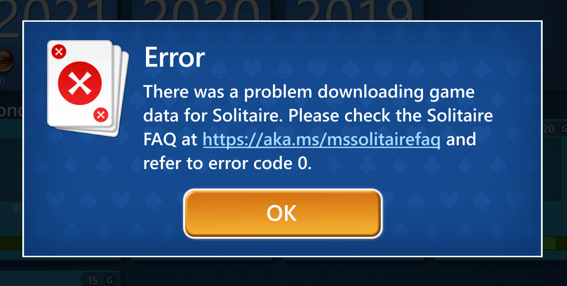 Microsoft Solitaire Collection Error Code 0 Microsoft Community