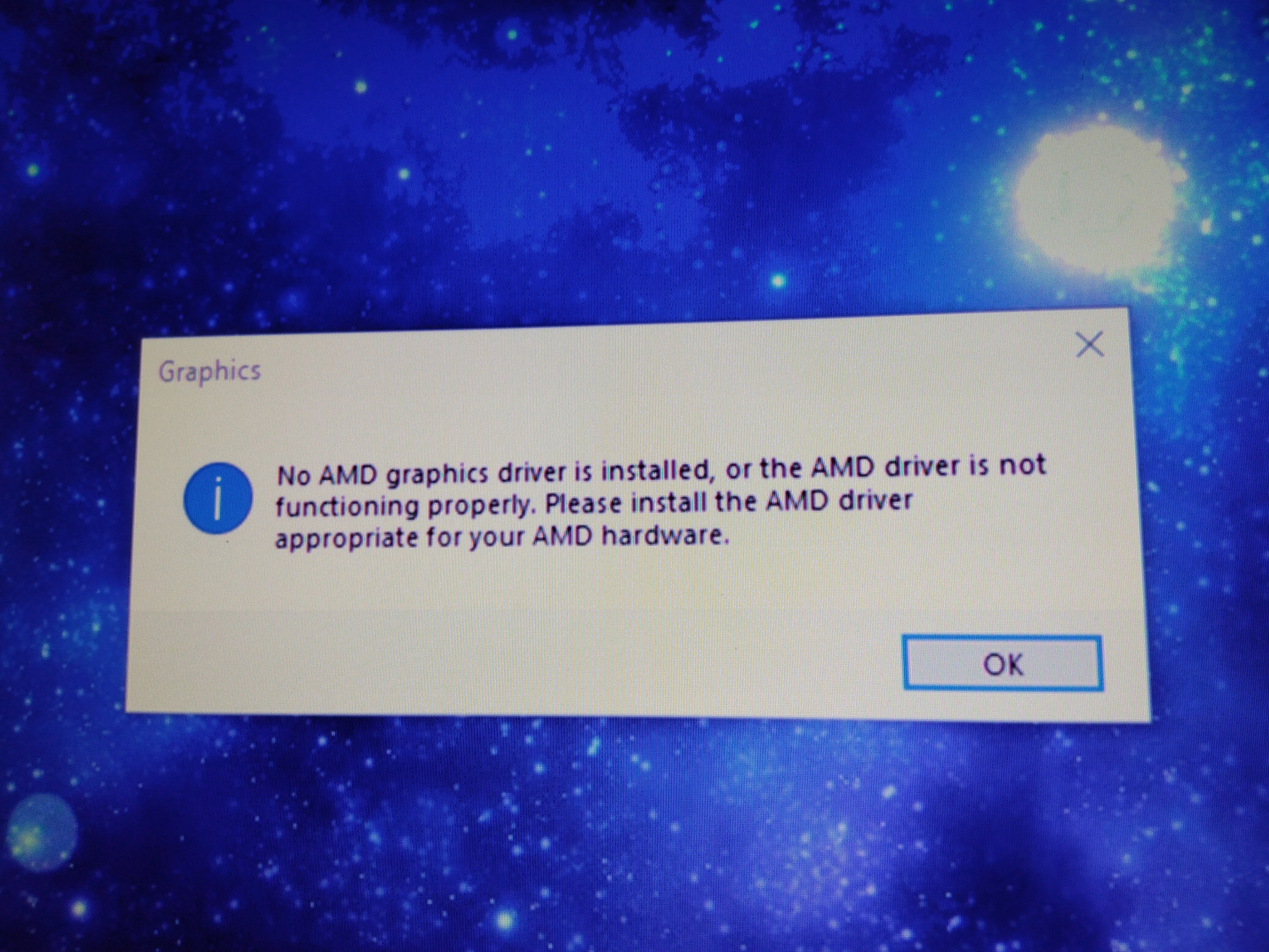 No amd discount graphics is installed