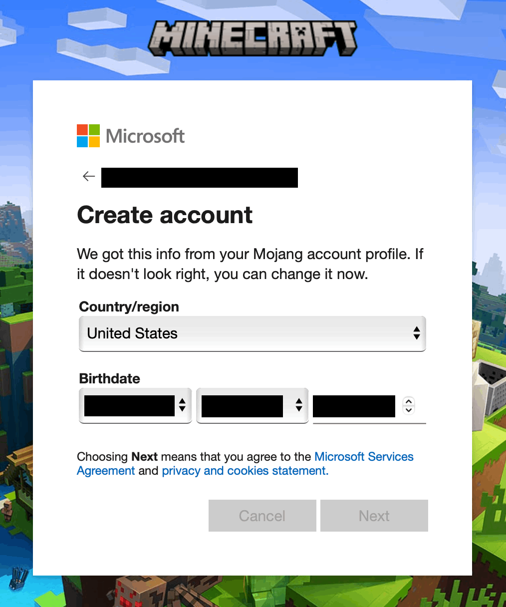 Mojang Account Migration Stuck on Date of Birth Page - Microsoft Community