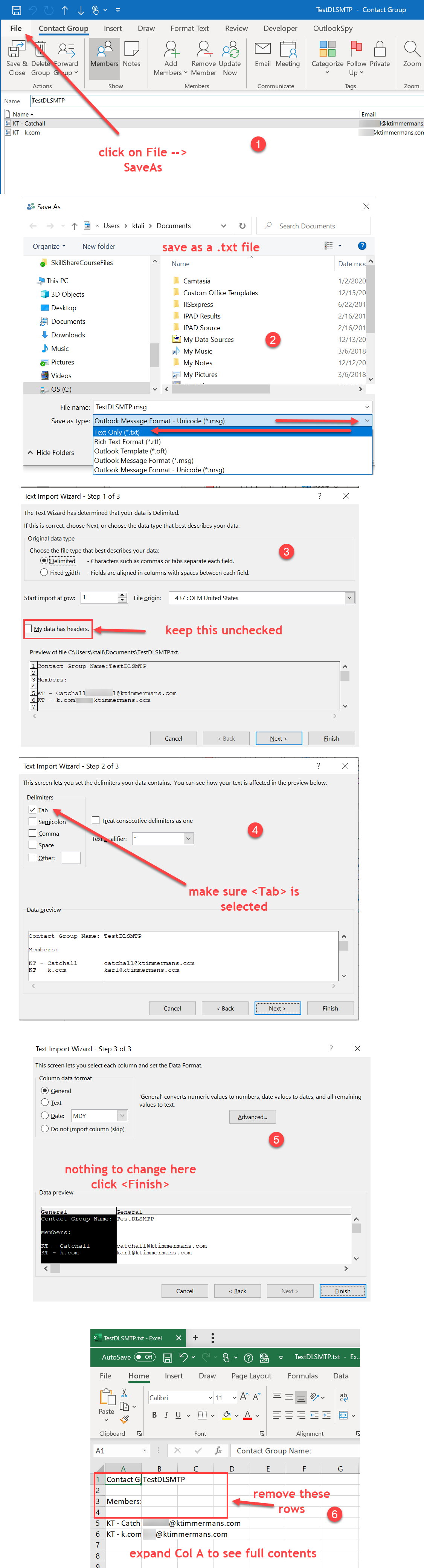 Copying A Distribution List From Outlook Into Excel Microsoft Community