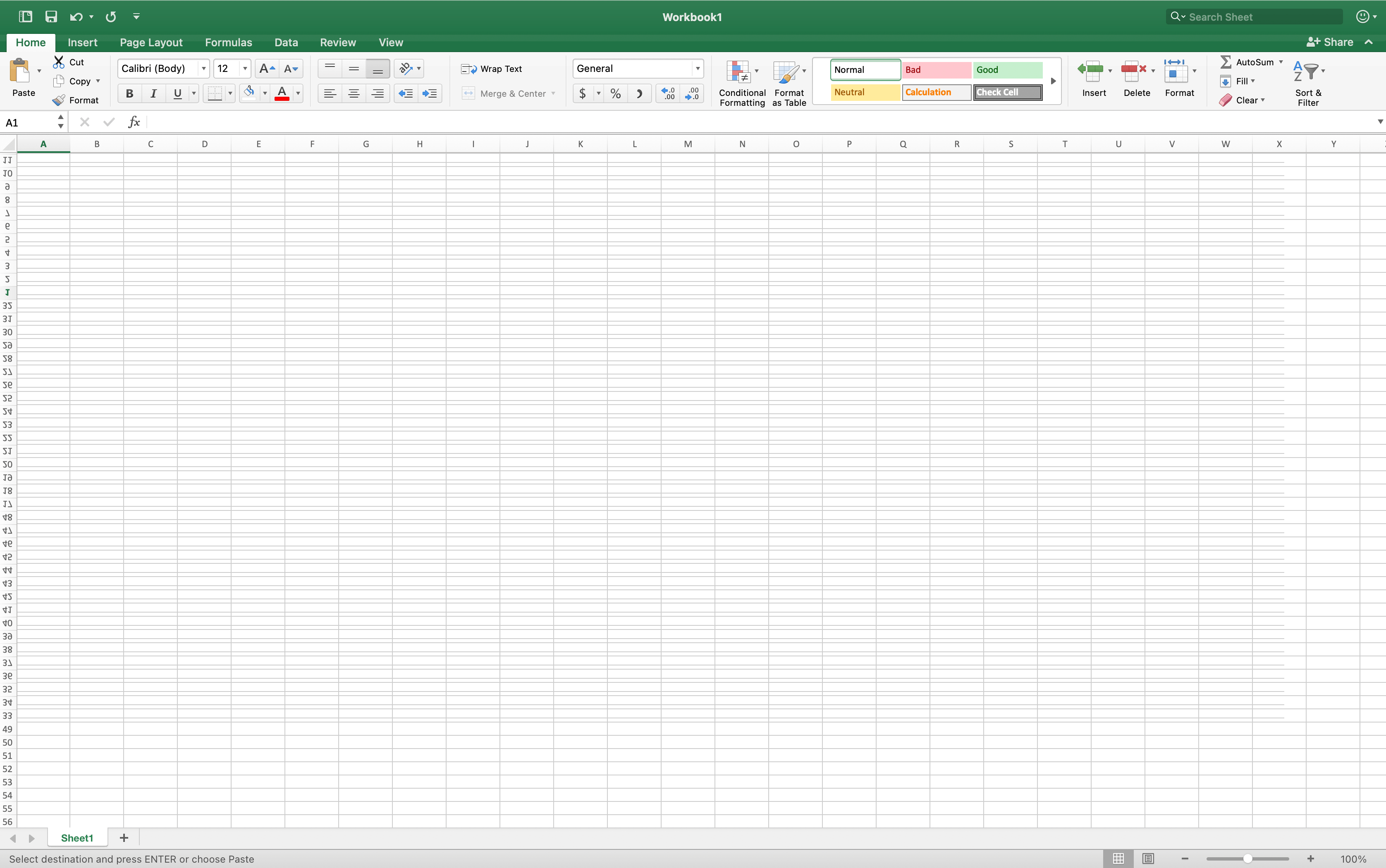 A bug of the Microsoft Excel for Mac which the entire vertical