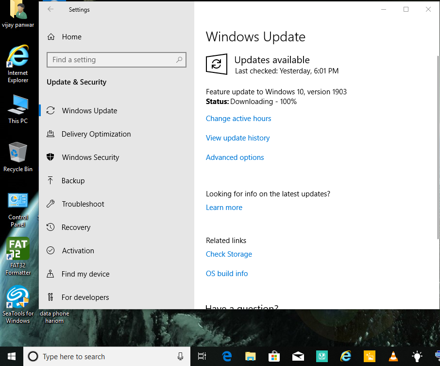 Windows 10 , Version 1903 Is Available Via Windows Update , Before ...