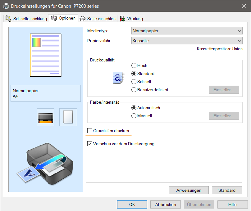 Canon Ip 7250 Druckt Nur Schwarz Microsoft Community