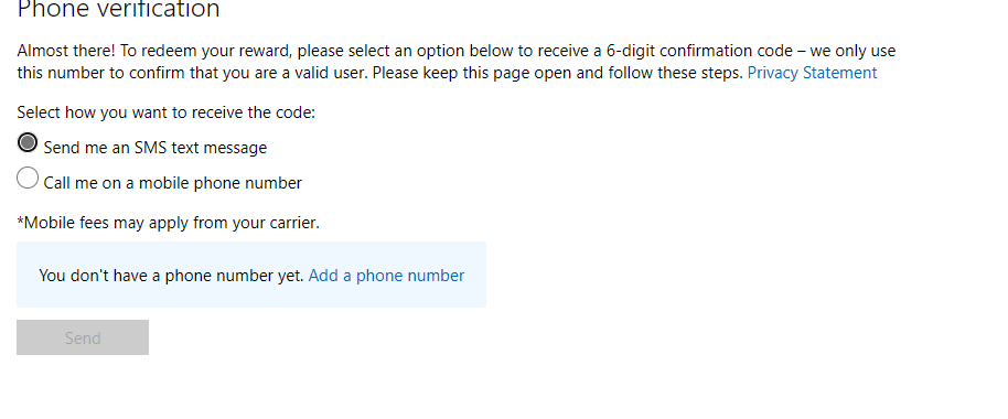 microsoft rewards phone verification not working