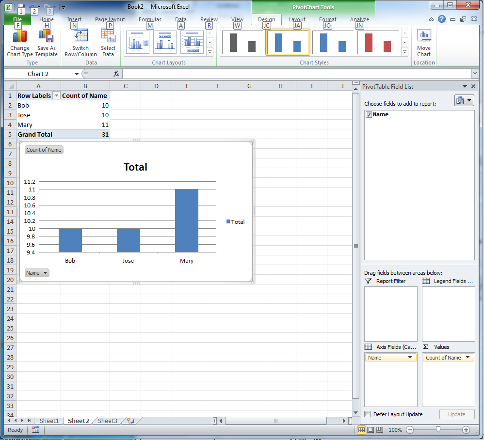 Create Graph or PivotChart from two columns on another sheet ...