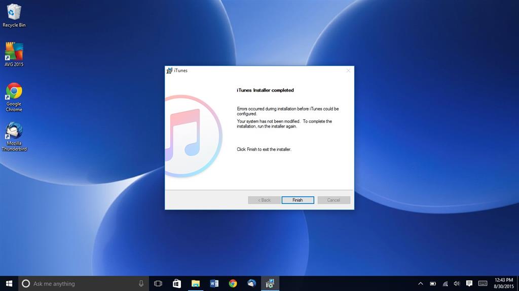 Can't install itunes in windows 10 - Microsoft Community