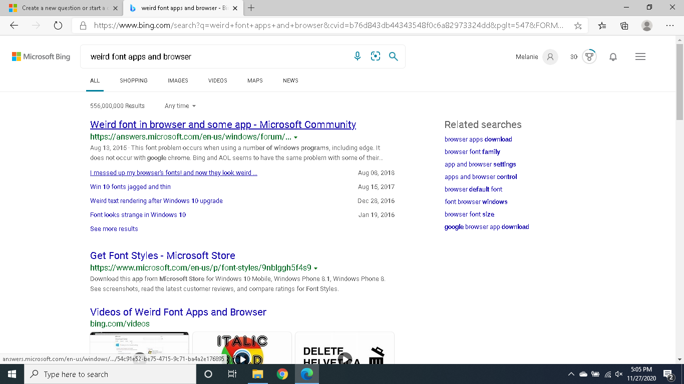 Weird Font, Apps, Desktop And Browser - Microsoft Community