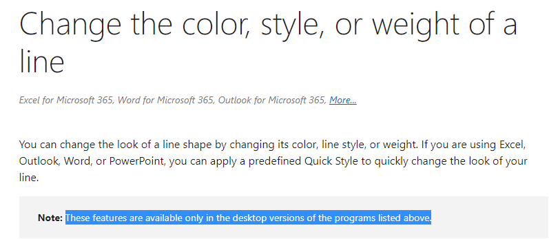 Change the color, style, or weight of a line - Microsoft Support