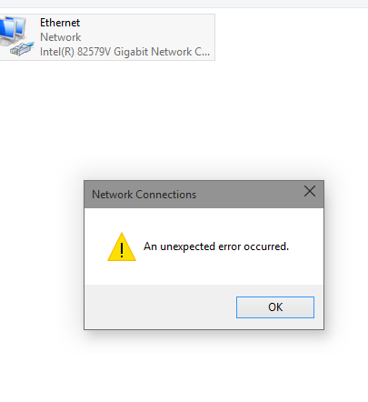 82579v gigabit network connection. VPN connected an unexpected Error occurred.