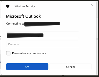 Windows Security pop up in Microsoft Outlook keeps popping up and 