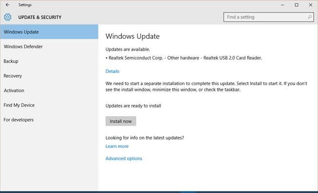 Windows Update Realtek USB 2.0 Card Reader Install - Microsoft Community