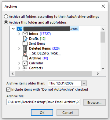 Outlook clean up old items isn't archiving anything - Microsoft Community