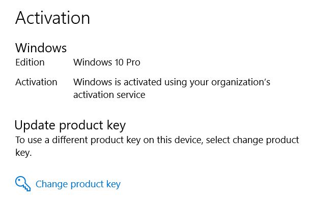 windows 10 pro organization activation key