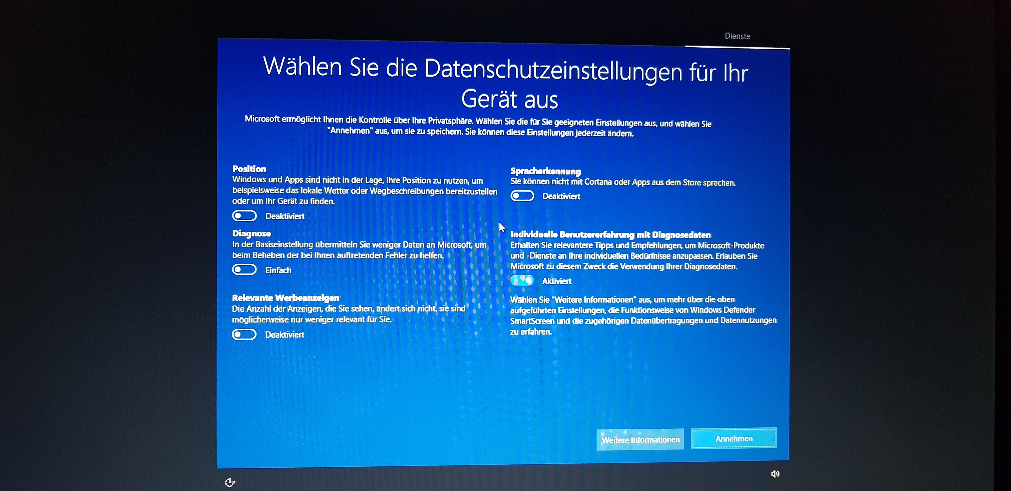 Windows 10 - Nach Update Datenschutzeinstellungen - Etwas hat nicht geklappt - Komme nicht...