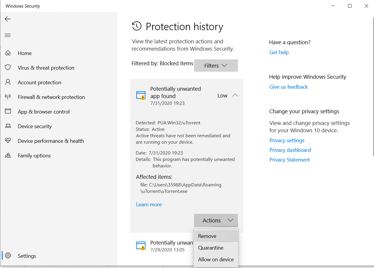 Windows Defender Won't Remove A Found Thread. - Microsoft Community