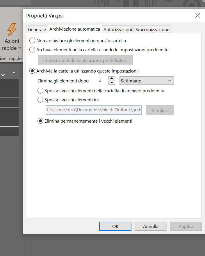 Archiviazione manuale di elementi - Supporto tecnico Microsoft