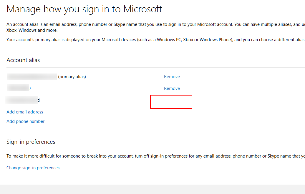 I don't have a remove option for an alias - Microsoft Community