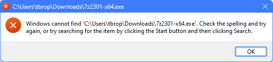 "Windows Cannot Find 'C:\Users\User\Downloads\Program.exe'. Check The ...