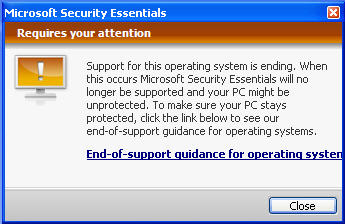 windows xp end of support